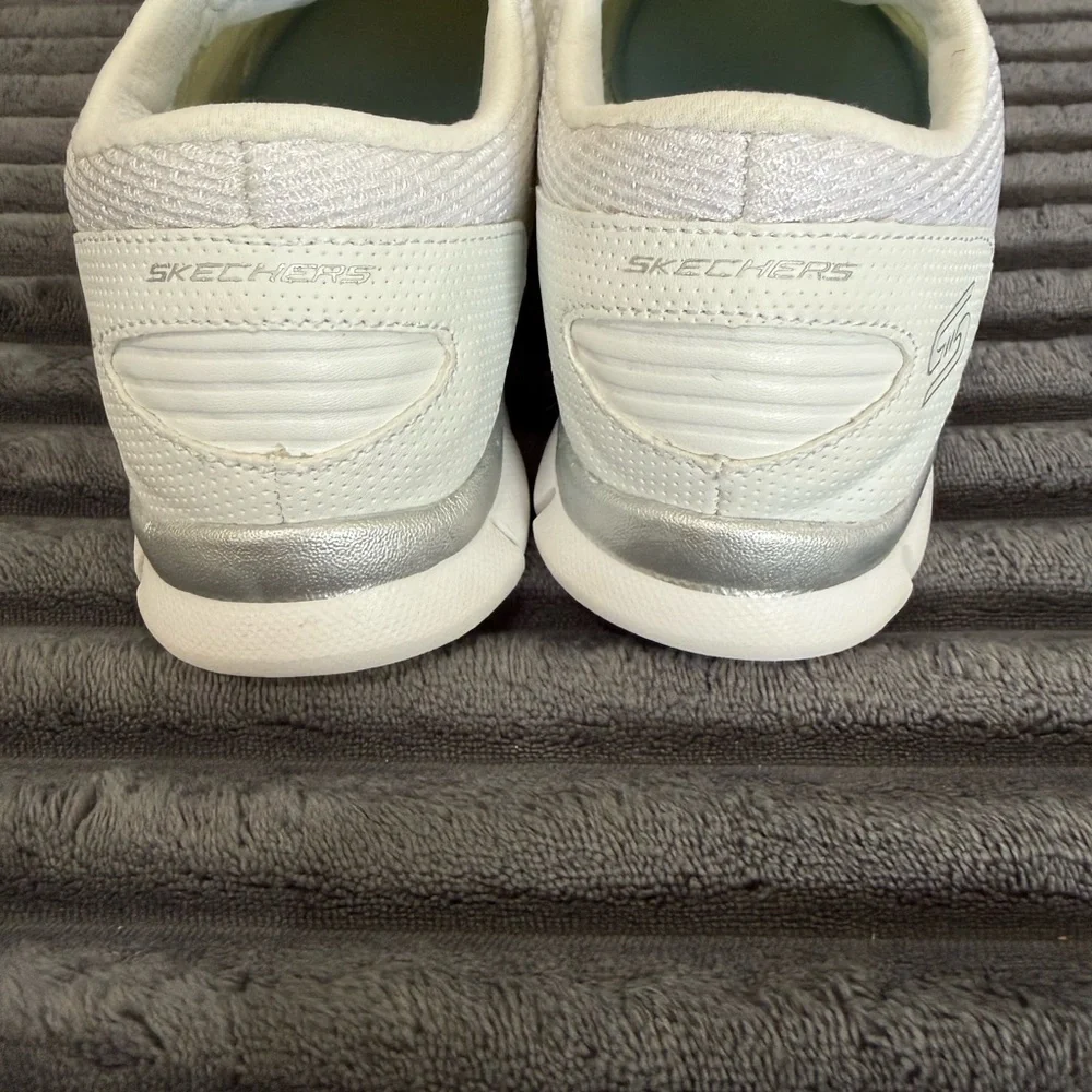 Skechers Air-Cooled Memory Foam Women's White Slip-On Walking Sneakers - Picture 7 of 11